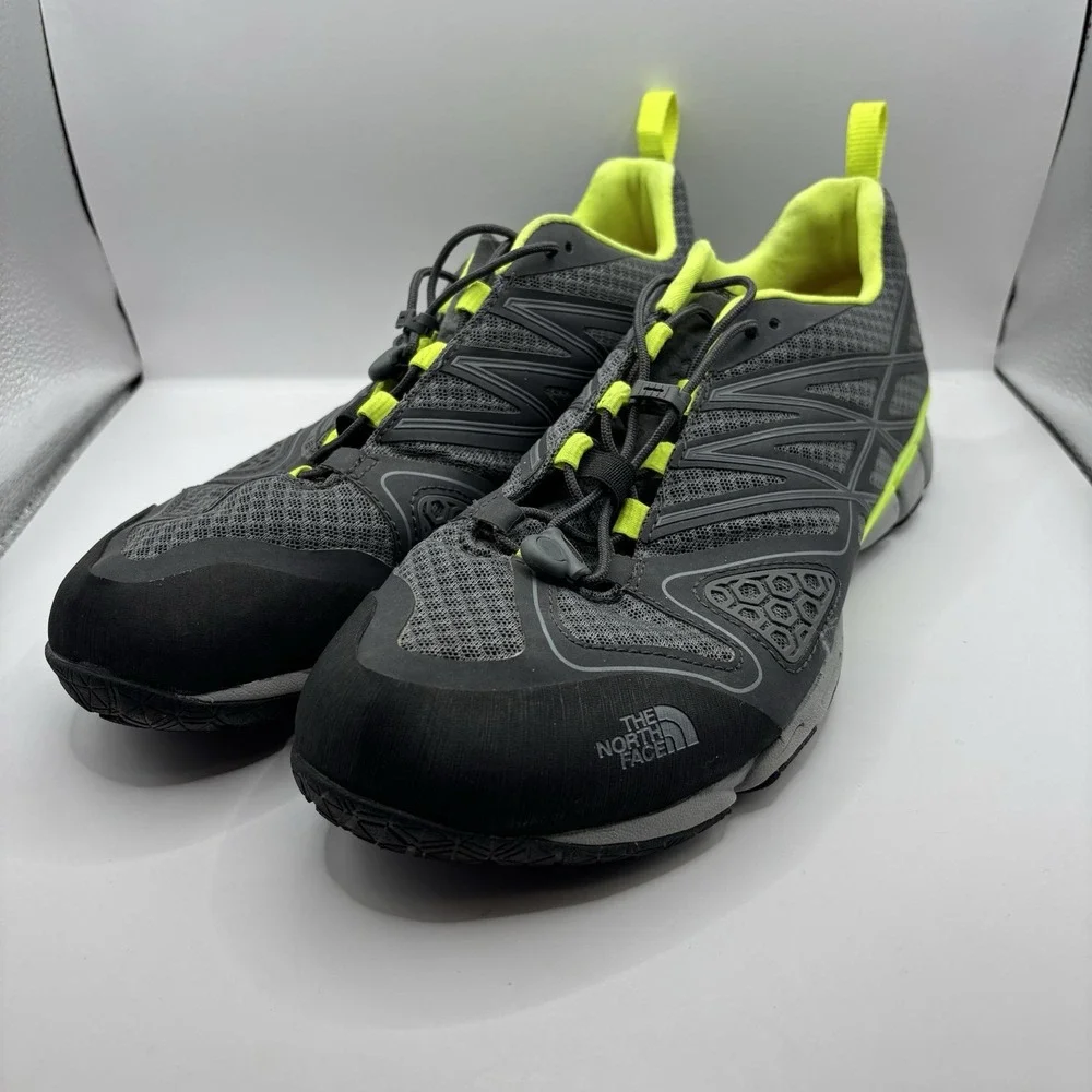 Men's Size 9.5 - The North Face Ultra Current Grey Lime Trail Running Shoes CCE4